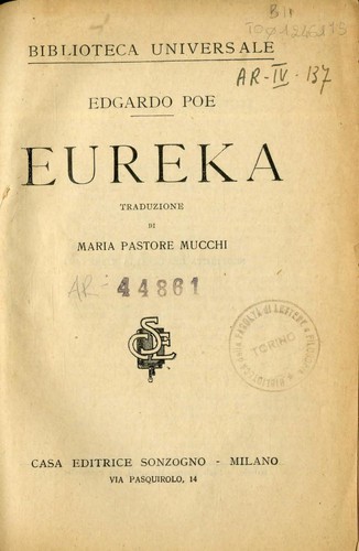 Edgar Allan Poe: Eureka (Italian language, Sonzogno)