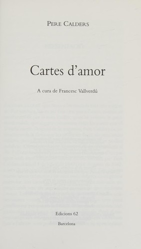 Pere Calders, Pere Calders: Cartes d'amor (Catalan language, 1997, Edicions 62)